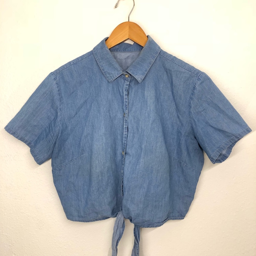 Denim Cropped Button Up American Apparel M/L